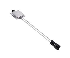 Relaxdays Tostapane da Campeggio, Tostiera per Ambienti Interni, Griglia, Manico Lungo 57 cm, Piastra 10x10 cm, Argento