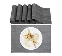 Relaxdays Tovaglietta Americana, Set da 6 Sottopiatti, 45 x 30 cm Placemat in Plastica Riutilizzabile Lavabile Antracite
