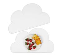 Relaxdays Tovagliette Silicone Bambini, Set da 2 Nuvole, Antiscivolo, Lavabili, Riutilizzabili, 47,5 x 26,5 cm, Bianco