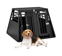 Relaxdays Gabbia per Cani da Automobile, Gabbietta Doppia con Divisorio, Trasportino Bagagliaio, HLP: 64x90x82 cm, Nera