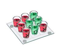 Relaxdays Tris Alcolico per Adulti, 2 Persone, 9 Bicchierini, Gioco per Addii al Celibato e Nubilato, Divertente Drinking Game, Trasparente