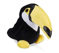 Relaxdays Tucano Fermaporta, Nero/Giallo | Blocca Porte & Finestre da Pavimento, Peluche da Interno, 1 kg ca., Alto 20 cm