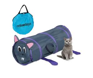 Relaxdays Tunnel per gatti con design a topolino