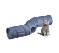 Relaxdays Tunnel per Gatti, HLP: 25x131,5x35 cm, Tubo a 4 Uscite, Cat Toy, Gioco per Conigli e Porcellini India, Grigio
