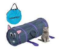 Relaxdays Tunnel per Gatti, LxD: 63 x 26 cm, Tubo Pop-Up, Cat Pet Toys Anche per Conigli Nani, Design Topo, Multicolore, Acciaio
