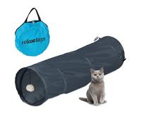 Relaxdays Tunnel per Gatti, LxD: 88 x 25 cm, Tubo Pop-Up, Cat Pet Toys, Gioco per Conigli e Porcellini d'India, Grigio