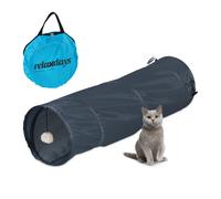 Relaxdays Tunnel pieghevole con giochi per gatti