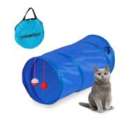 Relaxdays Tunnel per Gatti, LxD: 50x25 cm, Tubo Cat Toys con Palline da Gioco, anche Conigli e Porcellini d'India, Blu