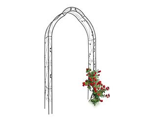 Relaxdays Uccello ad arco di rose con decorazione 71 x 53 x 25 cm Arco in ferro come ausilio per l'arrampicata per piante rampicanti come rosa rampicante con motivo romantico Traliccio di rose come traliccio, nero