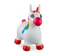 Relaxdays Unicorno Gonfiabile per Bambini, Gioco Animale Saltellante, Fino a 50 kg, Senza BPA, Pompa Manuale, Bianco, 100% plastica, 1 Pezzo
