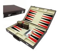 Relaxdays Valigetta per Backgammon, con Accessori, 5,5 x 36 x 23,5 cm, Elegante Pelle, Gioco