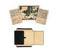 Relaxdays valigetta puzzle 1000 pz, custodia/trasporto con 2 ripiani e maniglia, nero/beige