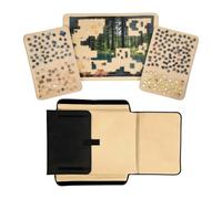 Relaxdays Valigia per Puzzle, 1500, 2 vassoi, tappetino stabile, nero/beige