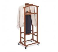 Relaxdays Valletto appendiabiti su rotelle, servitore muto, bambù premium, portabiti per camera 107x47x37 cm, marrone