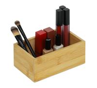 Relaxdays Organizer in bambù, Contenitore Portaoggetti, Cucina e Bagno, HLP6,5x16,5x10 cm, Porta Trucchi, Color Naturale, 6,5 x 16,5 x 10 cm ca