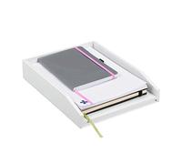 Relaxdays Vaschetta Portadocumenti,Scrivania Ufficio e Studio,Formato A4,Vassoio Portalettere,bambù, 6x25x33 cm, Bianco