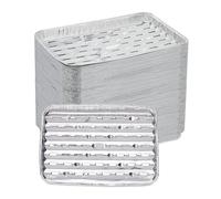 Relaxdays Vaschette in Alluminio per Barbecue, Set da 100, LxP: 34x22 cm, Vassoi Forati per Grill, Fino 260°C, Argentato