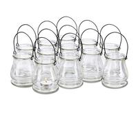 relaxdays Vasetti Portacandele in Vetro, Set da 12, Vasi Rotondi con Manici, Interni ed Esterni, H: 10 cm, Trasparente