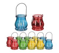 Relaxdays Vasetti Portacandele, Set 12 Lanterne in Vetro Porta Candeline, Interno e Esterno, 9,5x8,5 cm, Multicolore, Acciaio Inox, 9.5 x 8.5 x 8.5 cm