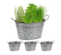 Set 4 vasi in ferro zincato con manici Cassetta decorativa per fiori Impilabili