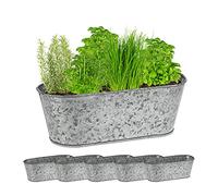 Relaxdays Vasi Ovali per Fiori, Set da 6, Fioriere da giardino, in Ferro Zincato, Vintage, HLP 11x30,5x13,5cm, Argentato
