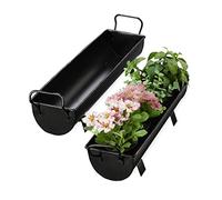 Relaxdays Vasi per Piante a Forma di Grondaia, Fioriere da Giardino o da Interno, Set da 2, Effetto Zincato, Nero