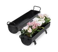 Relaxdays Vasi per Piante a Forma di Grondaia, Fioriere da Giardino o da Interno, Set da 2, Effetto Zincato, Nero