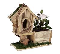 Portavaso con casetta per uccelli Porta fiori rustico 700 g Verde Legno