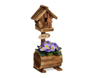 Relaxdays Vaso da fiori con casetta per uccelli