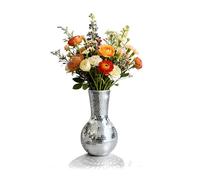 Relaxdays Vaso Disco in Vetro specchiato, Mosaico Rotondo, Decorazione da Tavolo, HxD: 28x14 cm, Argento