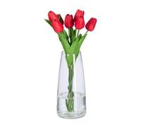 Relaxdays Vaso in Vetro Decorativo, Vasetto per Fiori da Interno, HxD: 21,5x15 cm, Decorazione Centrotavola, Trasparente