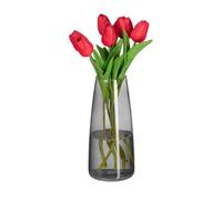 Relaxdays Vaso in Vetro Decorativo, Vasetto per Fiori da Interno, HxD: 21,5x15 cm, Decorazione Centrotavola, Grigio