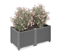Relaxdays Vaso per Piante da Esterno Rettangolare, con Serbatoio d'Acqua, 38x80x40 cm per Balcone e Terrazza, Grigio, 38x80x40