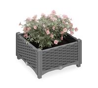 Relaxdays Vaso per Piante da Esterno Rettangolare, con Serbatoio d'Acqua, 23x40x40 cm per Balcone e Terrazza, Grigio, 23x40x40