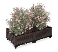 Relaxdays Vaso per Piante da Esterno Rettangolare, con Serbatoio d'Acqua, 23x80x40 cm per Balcone e Terrazza, Marrone, 23x80x40