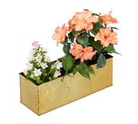 relaxdays Vaso Rettangolare per Fiori, Cassetta per Piante da Interno, Fioriera in Metallo, Erbe Aromatiche, Oro