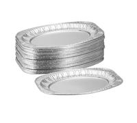 Relaxdays Servierplatten Alu 40er Vassoi in Alluminio, Set da 40 Vaschette, LxP: 35 x 24 cm, Contenitori Ovali per Grigliate e Barbecue, Argento