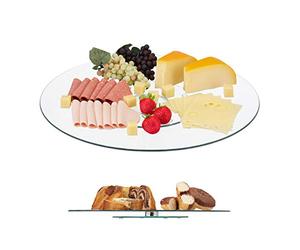 Relaxdays Vassoio da Portata, Girevole a 360°, Formaggiera, Stuzzichini, Dolci, Rotondo, ∅: 45 cm, Trasparente/Argento