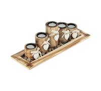 Relaxdays Vassoio e 5 portacandele effetto legno