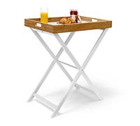 Relaxdays Vassoio Pieghevole, Moderno Tavolino di Servizio, bambù & Legno, HLP: 72x60x40 cm, Arredamento Smart, Bianco, 60x40x72 cm