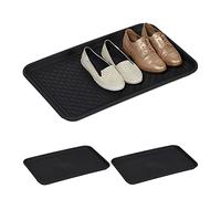 Relaxdays Vassoio Poggiascarpe XL, Set da 3 Vaschette Poggia Scarpe Bagnate, 60 x 40 cm, Tappetino in Plastica, Nero