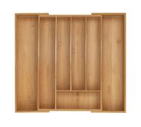 Relaxdays Portaposate da Cassetto Allungabile, Divisorio a 5-7 Scomparti per Posate, 5 x 31-50 x 45 cm, bambù, Naturale, Silicone