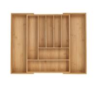 Relaxdays Portaposate da Cassetto Allungabile, Divisorio a 7-9 Scomparti per Posate, 5x32,5-53,5x43 cm, bambù, Naturale, Silicone