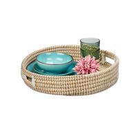 Relaxdays Vassoio rotondo con 2 manici in seegras