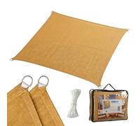 Relaxdays Vela ombreggiante 3x3 m, HDPE Traspirante, Giardino e Balcone, Occhielli e Corde, Quadrata, Sabbia