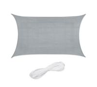 Relaxdays Tenda a Vela Parasole, Tessuto HDPE Anti-UV, Corde di Supporto, Ombra Balcone e Giardino, 3x4 m, Grigio Chiaro