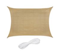 Relaxdays Tenda a Vela Parasole, in Tessuto HDPE Anti-UV, Corde di Supporto, Ombra Balcone e Giardino, 2x4 m, Beige