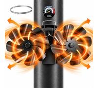 Relaxdays Ventilatore doppio magnetico per camino, nero | con termometro, 16 pale, HxLxP: 14,5x26x13 cm, alluminio
