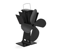 Relaxdays Ventola per Stufa Senza Elettricità, Silenzioso, Ventilatore per Camino & Forno, Accessorio con 4 Pale, Nero