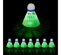 Relaxdays Volano Badminton, Set di 8 Palline Luminose, Palle Gomma Piuma, Luce LED, HxD: 8,5 x 6,5 cm, Esterno, Bianco Unisex Adulto, 8 pz